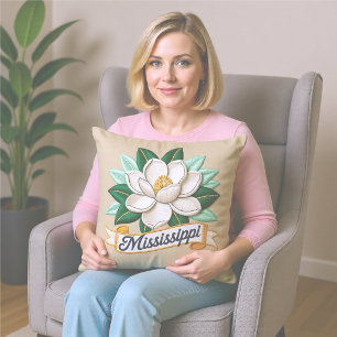 Mississippi State Flowers Emblem Cushion