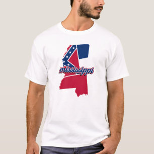 Mississippi State Map Graphic with Flag Design T-Shirt