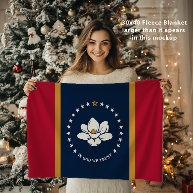 Mississippi State New Flag USA United States 30x40 Fleece Blanket (Mississippi State 30x40 Fleece Blanket)