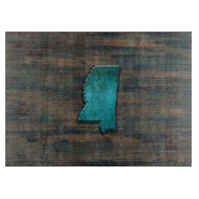 Mississippi State Shape Teal Cutting Board (Front)