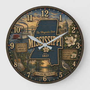 Mississippi State Southern Heritage Rustic Home Large Clock