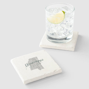 Mississippi State Typography Stone Coaster