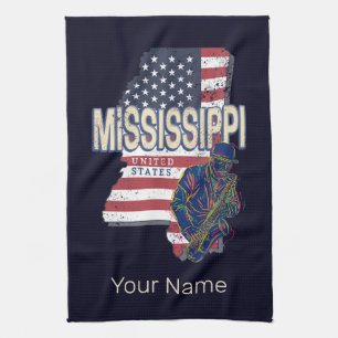 Mississippi State United States Map Vintage USA Tea Towel