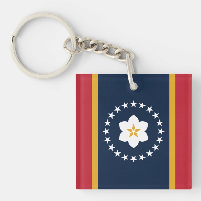 Mississippi: The Magnolia US State Flag Key Ring (Front)