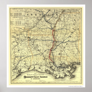 Mississippi Valley Railroad Map 1882 Poster