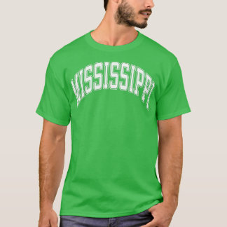 Mississippi Varsity Style White Text T-Shirt