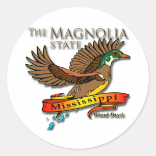 Mississippi Wood Duck Magnolia State Classic Round Sticker