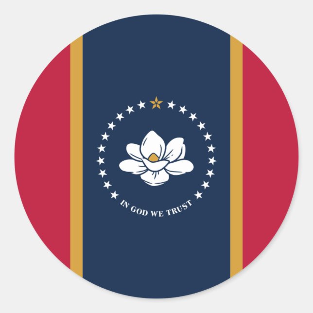 Mississippian Flag, Flag of Mississippi Classic Round Sticker (Front)