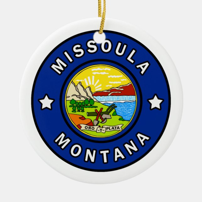 Missoula Montana Ceramic Tree Decoration (Front)