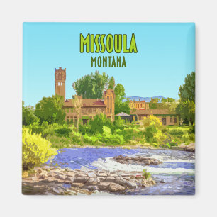 Missoula Montana Downtown River Vintage Magnet