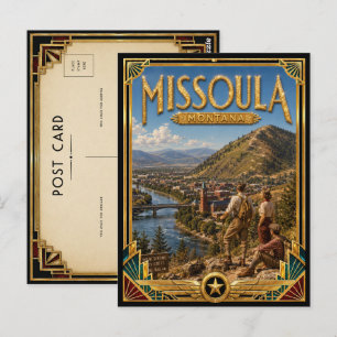 Missoula Montana Vintage Art Deco Golden Age Postcard
