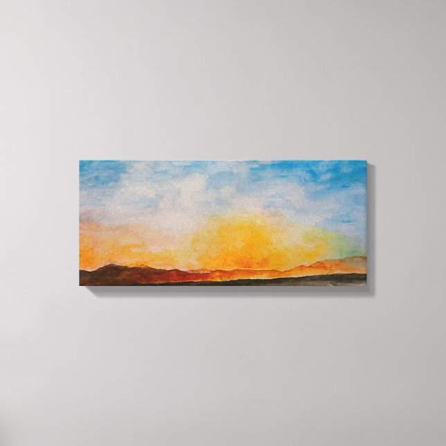 Missoula Montana Watercolor Mountains Landscape Canvas Print (Front)