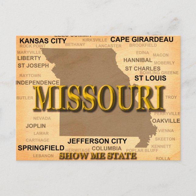 Missouri Antique Map Postcard (Front)