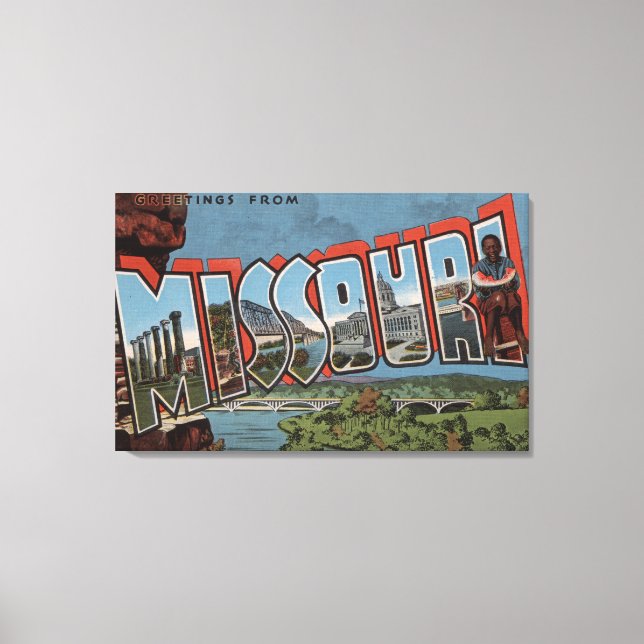 Missouri (Bridge View) - Large Letter Scenes Canvas Print (Front)