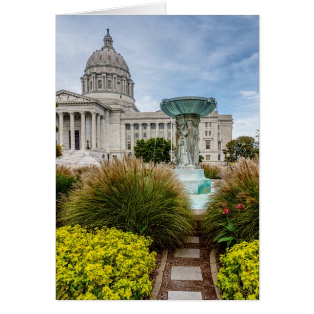 Missouri Capitol And Fountain Greeting Card (Front)