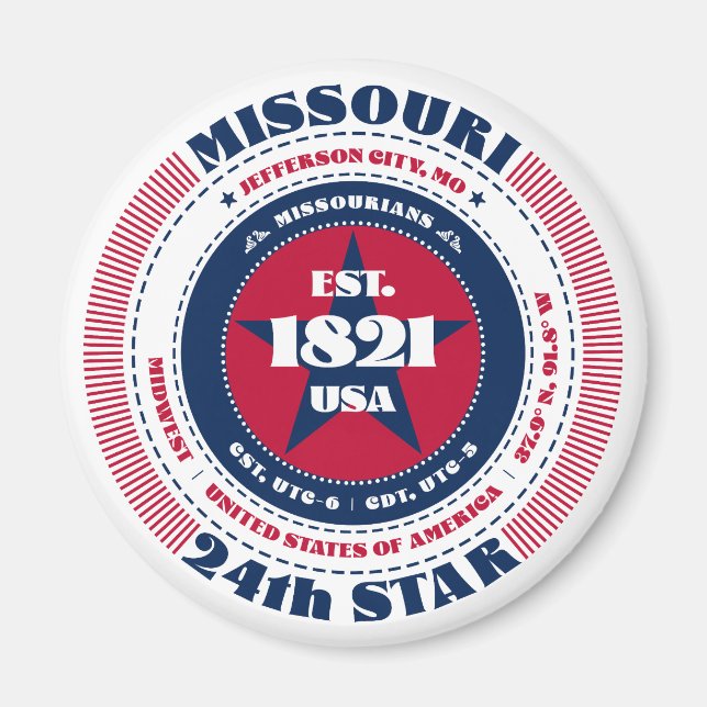 Missouri Circle Typography Souvenir Magnet (Front)