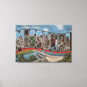 Missouri (Dam View) - Large Letter Scenes Canvas Print