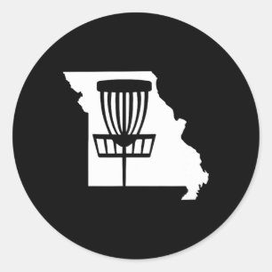Missouri Disc Golf State With Basket Graphic  Classic Round Sticker