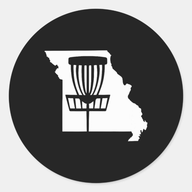 Missouri Disc Golf State With Basket Graphic  Classic Round Sticker (Front)