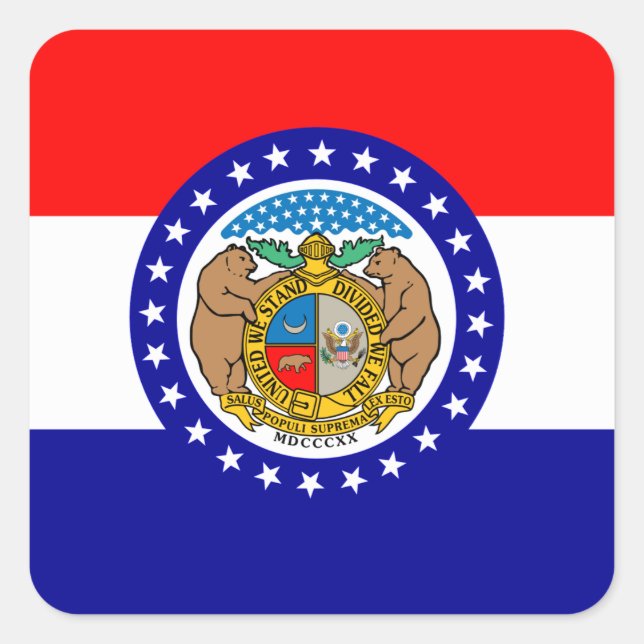 Missouri flag square sticker (Front)