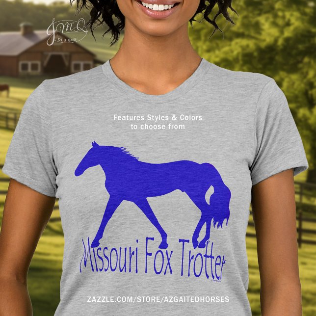 Missouri Fox Trotter Blue Silhouette T-Shirt (Blue Missouri Fox Trotter horse silhouette t-shirt 🐎)