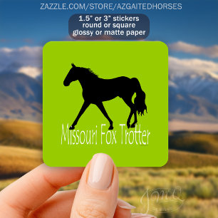 Missouri Fox Trotter Horse Silhouette Bright Green Square Sticker