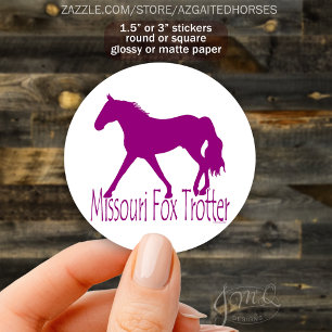 Missouri Fox Trotter Silhouette Magenta Classic Round Sticker