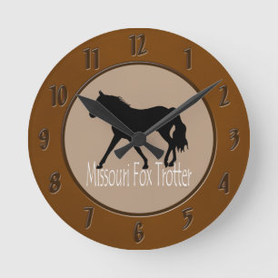 Missouri Fox Trotting Horse Black Silhouette Round Clock