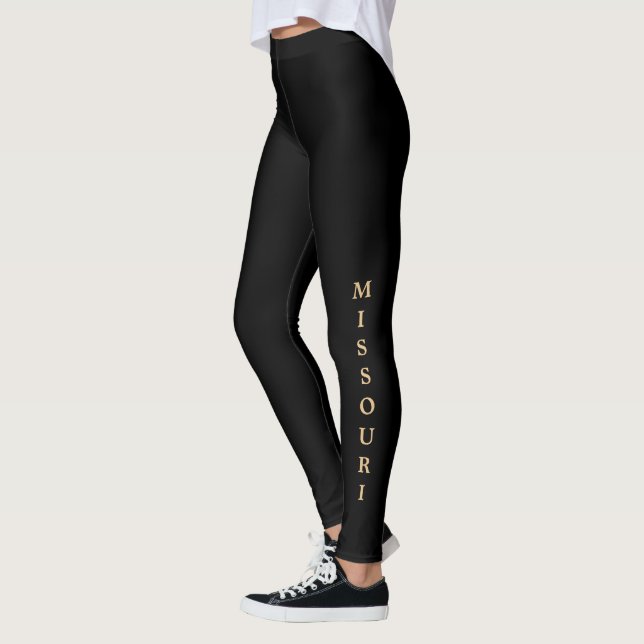 Missouri Gold Lettering Black Leggings (Left)
