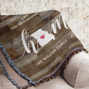 Missouri Home State Personalized Wood Look Throw Blanket