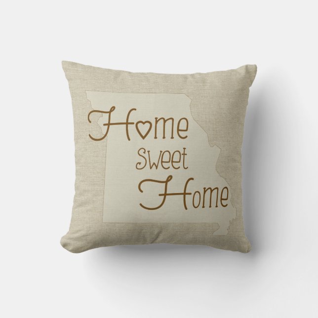 Missouri-Home Sweet Home burlap-look custom name Cushion (Front)