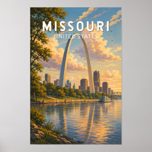 Missouri Illustration Travel Art Vintage Poster
