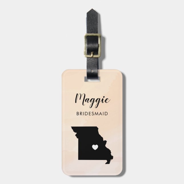 Missouri Map Luggage Tag, Wedding Party Welcome Tag (Front Vertical)