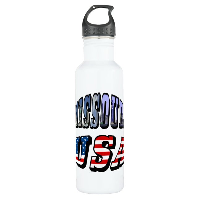 Missouri Picture and USA Text 710 Ml Water Bottle (Front)