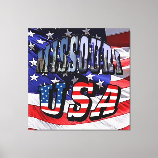 Missouri Picture and USA Text Canvas Print (Front)