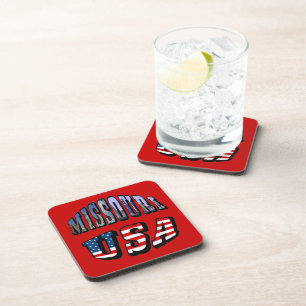 Missouri Picture and USA Text Coaster