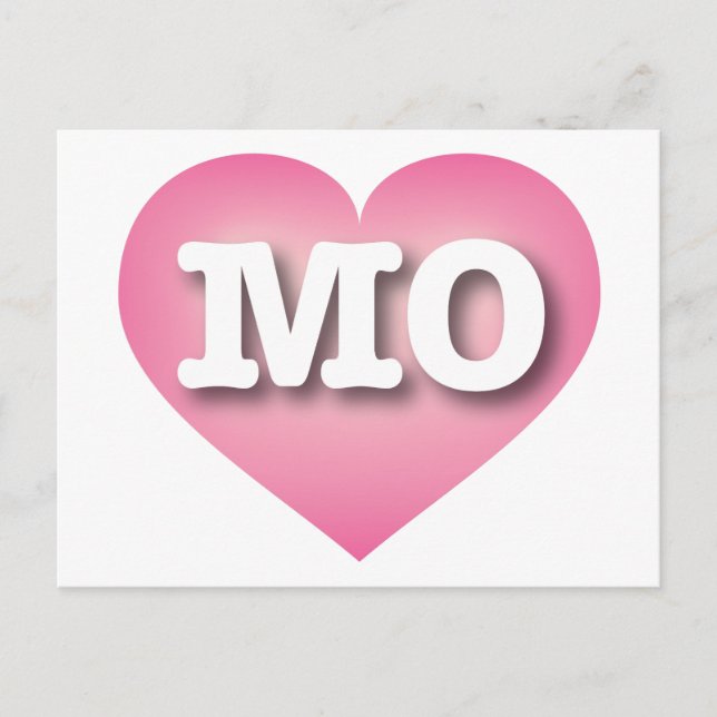 Missouri Pink Fade Heart - I love MO Postcard (Front)