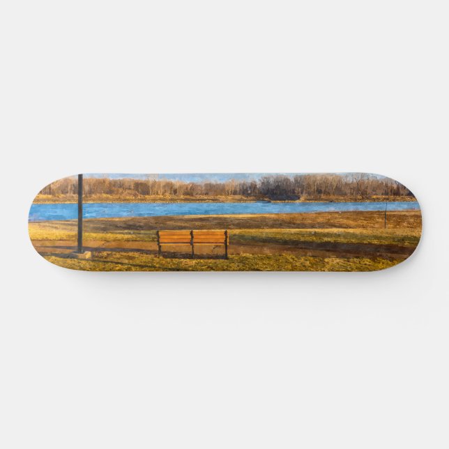Missouri River Bench Painterly Skateboard (Horz)