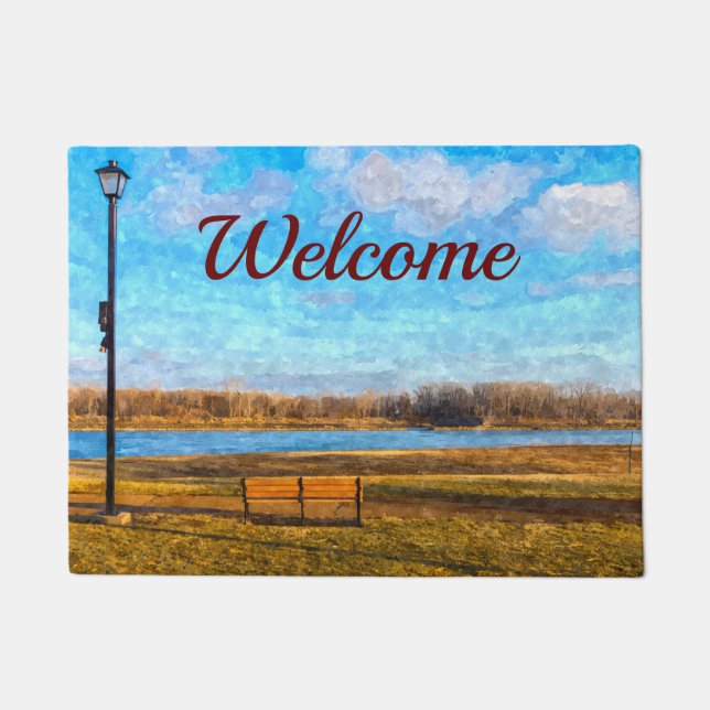 Missouri River Bench Painterly Welcome Doormat (Front)