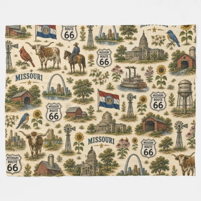 Missouri Route 66 Cosy Gateway Fleece Blanket (Front (Horizontal))