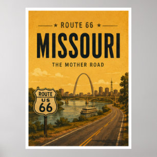 Missouri Route 66 Gateway River Travel Art Poster