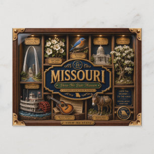 Missouri Shadow Box 3D Figurine State Postcard