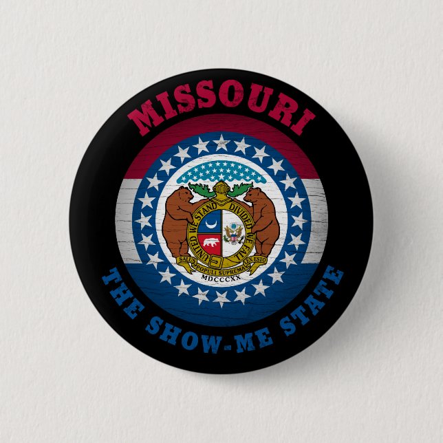 MISSOURI SHOW-ME STATE FLAG 6 CM ROUND BADGE (Front)