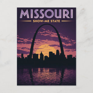 Missouri Show-Me State St. Louis Arch Sunset Postcard