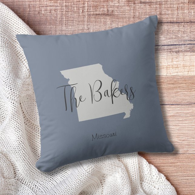 Missouri State Family Name Throw Pillow (Show pride for your state and personalize it!  "love makes this house a home in <your state>")