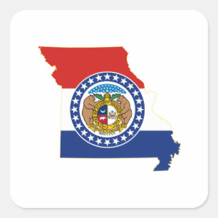 Missouri State Flag and Map Square Sticker