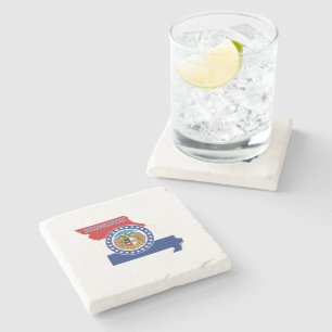 Missouri State Flag and Map Stone Coaster
