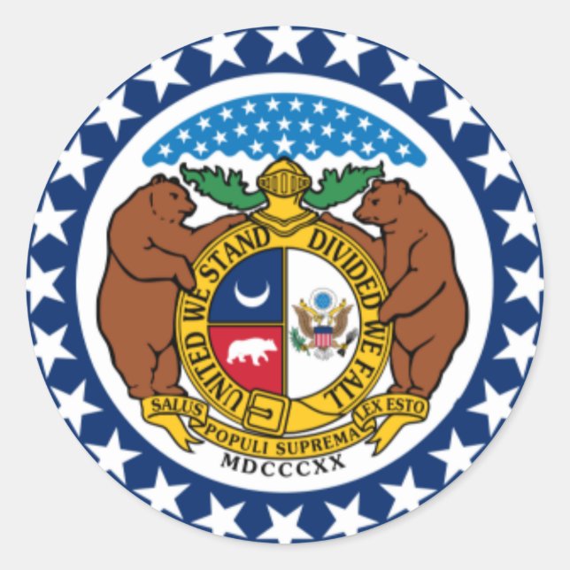 Missouri State Flag Classic Round Sticker (Front)