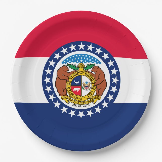 Missouri State Flag Design Paper Plate (Front)