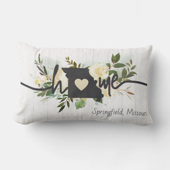 Missouri State Personalised Your Home City Rustic Lumbar Cushion (Front)